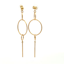 Load image into Gallery viewer, 18K Gold Earrings Dangle Drop Circles 2.50 grams - Rafant