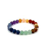 Load image into Gallery viewer, 18K Gold Money Ball Lucky Charm Beads Bracelet Gemstones Matte Chakra 6mm - Rafant