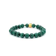 Load image into Gallery viewer, 18K Gold Money Bag Lucky Charm Beads Bracelet Gemstones Malachite 7mm - Rafant