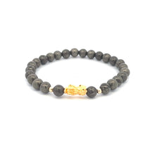 Load image into Gallery viewer, 18K Gold Dragon Pixiu Piyao Lucky Charm Beads Bracelet Gemstones Pyrite 6mm - Rafant