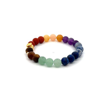 Load image into Gallery viewer, 18K Gold Money Bag Lucky Charm Beads Bracelet Gemstones Matte Chakra 6mm - Rafant
