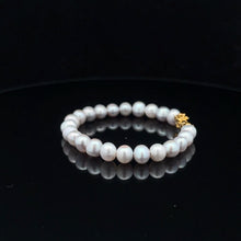 Load image into Gallery viewer, 18K Gold Pixiu Piyao Bracelet Natural Gemstones Freshwater Pearl Light Grey - Rafant