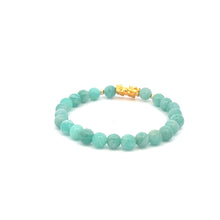 Load image into Gallery viewer, 18K Gold Dragon Pixiu Piyao Lucky Charm Beads Bracelet Gemstones Amazonite Peru 6mm - Rafant