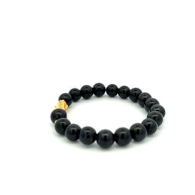 Load image into Gallery viewer, 18K Gold Dragon Pixiu Piyao Lucky Bracelet Beads Gemstone Black Tourmaline 8mm - Rafant