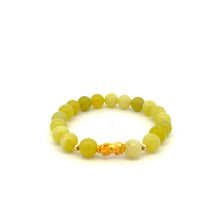 Load image into Gallery viewer, 18K Gold Dragon Pixiu Piyao Lucky Charm Beads Bracelet Gemstones Lemon Jade 8mm - Rafant