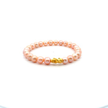 Load image into Gallery viewer, 18K Gold Pixiu Piyao Bracelet Gemstones Natural Freshwater Pink Pearls 7-8mm - Rafant