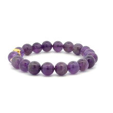 Load image into Gallery viewer, 18K Gold Money Bag Lucky Charm Beads Bracelet Gemstones Amethyst 8mm - Rafant