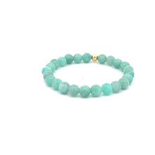 Load image into Gallery viewer, Natural Amazonite Peru 6mm Stretchable Bracelet 18k Gold Bead Charm - Rafant