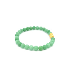 Load image into Gallery viewer, 24K Gold Piyao Pixiu Lucky Charm Bracelet Gemstones Green Jade 6mm - Rafant