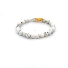 Load image into Gallery viewer, 18K Gold Dragon Pixiu Piyao Lucky Charm Beads Bracelet Gemstones White Howlite 6mm - Rafant