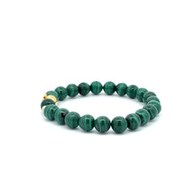 Load image into Gallery viewer, 18K Gold Money Bag Lucky Charm Beads Bracelet Gemstones Malachite 7mm - Rafant
