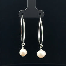 Load image into Gallery viewer, 925 Sterling Silver Hoops Earrings Freshwater Heart Interchangeable Modular