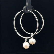 Load image into Gallery viewer, 925 Sterling Silver Hoops Earrings Freshwater Heart Interchangeable Modular