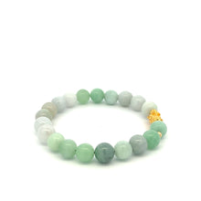 Load image into Gallery viewer, 18K Gold Dragon Pixiu Piyao Lucky Charm Bead Bracelet Gemstone Jadeite Jade 8mm - Rafant