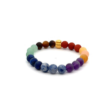 Load image into Gallery viewer, 24K Yellow Gold Money Bag Lucky Bracelet Matte Chakra Gemstones 6mm - Rafant