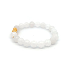 Load image into Gallery viewer, 18K Gold Dragon Pixiu Piyao Lucky Charm Beads Bracelet Gemstones White Jade 8mm - Rafant