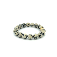 Load image into Gallery viewer, 18K Gold Money Bag Lucky Charm Bracelet Gemstones Dalmatian Jasper 8mm - Rafant