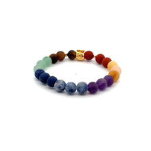 Load image into Gallery viewer, 18K Gold Money Bag Lucky Charm Beads Bracelet Gemstones Matte Chakra 6mm - Rafant
