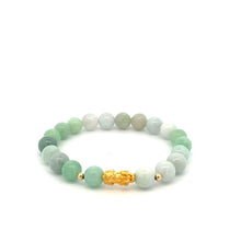 Load image into Gallery viewer, 18K Gold Dragon Pixiu Piyao Lucky Charm Bead Bracelet Gemstone Jadeite Jade 8mm - Rafant