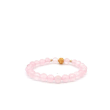 Load image into Gallery viewer, 18K Gold Money Ball Lucky Charm Beads Bracelet Gemstones Rose Quartz 6mm - Rafant