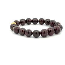 Load image into Gallery viewer, 18K Gold Money Ball Lucky Charm Beads Bracelet Gemstones Garnet 8-8.5mm - Rafant