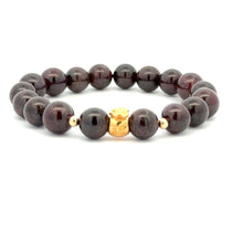 Load image into Gallery viewer, 18K Gold Money Bag Lucky Charm Beads Bracelet Gemstones Garnet 8-8.5mm - Rafant