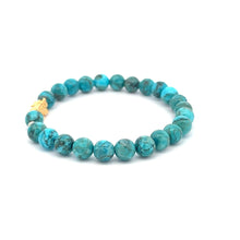 Load image into Gallery viewer, 18K Gold Dragon Pixiu Piyao Lucky Charm Beads Bracelet Gemstones Turquoise 6mm - Rafant