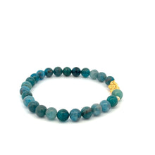 Load image into Gallery viewer, 18K Gold Dragon Pixiu Piyao Lucky Charm Beads Bracelet Gemstones Apatite 6mm - Rafant
