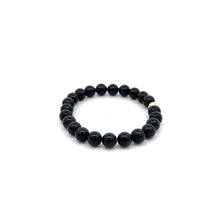 Load image into Gallery viewer, Natural Tourmaline Gemstones 6mm Stretchable Bracelet 18k Gold Bead Charm - Rafant