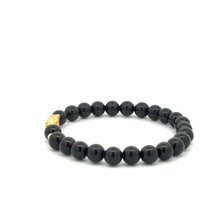 Load image into Gallery viewer, 18K Gold Dragon Pixiu Piyao Lucky Charm Bracelet Gemstones Onyx 6mm - Rafant