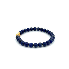Load image into Gallery viewer, 18K Gold Dragon Pixiu Piyao Lucky Charm Bracelet Gemstones Lapis Lazuli 6mm - Rafant