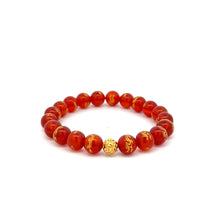 Load image into Gallery viewer, 18K Gold Coin Ball Lucky Charm Bracelet Gemstones Red Agate 8mm - Rafant