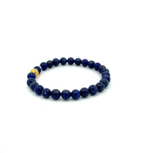 Load image into Gallery viewer, 18K Gold Money Ball Lucky Charm Beads Bracelet Gemstones Lapis Lazuli 6mm - Rafant