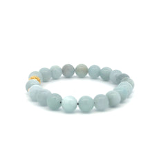 Load image into Gallery viewer, 18K Gold Money Ball Lucky Charm Beads Bracelet Gemstones Aquamarine 8mm - Rafant