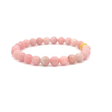 Load image into Gallery viewer, 18K Gold Money Ball Lucky Charm Beads Bracelet Gemstones Pink Opal 6mm - Rafant