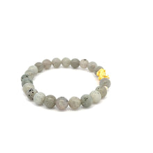 Load image into Gallery viewer, 18K Gold Dragon Pixiu Piyao Lucky Charm Beads Bracelet Gemstones Labradorite 6mm - Rafant