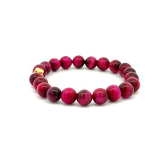 Load image into Gallery viewer, 18K Gold Money Bag Good Luck Charm Bracelet Gemstones Tiger's Eye 8mm - Rafant