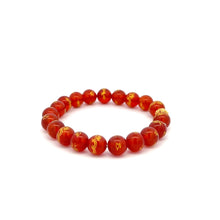 Load image into Gallery viewer, 18K Gold Money Ball Lucky Charm Beads Bracelet Gemstones Red Agate 8mm - Rafant