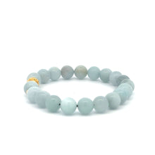 Load image into Gallery viewer, 18K Gold Money Ball Lucky Charm Beads Bracelet Gemstones Aquamarine 8mm - Rafant