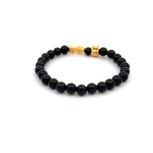 Load image into Gallery viewer, 18K Gold Dragon Pixiu Piyao Money Bag Lucky Charm Bracelet Gemstones Onyx 6mm - Rafant