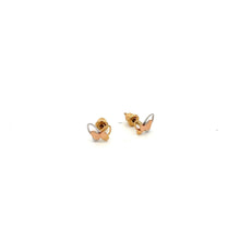 Load image into Gallery viewer, 18K Gold Earrings Butterfly Tricolor White Yellow Rose Gold Tiny 1.10 grams - Rafant