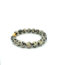 Load image into Gallery viewer, 18K Gold Dragon Pixiu Piyao Lucky Bracelet Beads Gemstone Dalmatian Jasper 8mm - Rafant