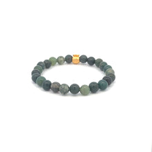 Load image into Gallery viewer, 24K Yellow Gold Money Bag Lucky Bracelet Moss Agate Gemstones 6mm - Rafant