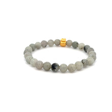 Load image into Gallery viewer, 24K Yellow Gold Money Bag Lucky Bracelet Labradorite Gemstones 6mm - Rafant