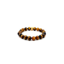 Load image into Gallery viewer, 18K Gold Money Bag Lucky Charm Bracelet Tiger's Eye Carved Gemstones 8mm - Rafant