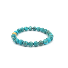 Load image into Gallery viewer, 18K Gold Money Ball Lucky Charm Beads Bracelet Gemstones Turquoise 6mm - Rafant