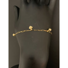 Load image into Gallery viewer, 18K Gold Bracelet Paperclips 7.25 inches with Heart Ball Charms 2.21 grams - Rafant