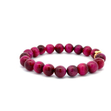 Load image into Gallery viewer, 18K Gold Money Bag Lucky Charm Beads Bracelet Gemstones Pink Tiger's Eye 8mm - Rafant