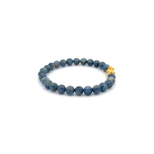 Load image into Gallery viewer, 18K Gold Dragon Pixiu Piyao Lucky Charm Bracelet Gemstones Kyanite 6mm - Rafant