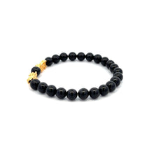 Load image into Gallery viewer, 18K Gold Dragon Pixiu Double Piyao Lucky Charm Bracelet Gemstones Black Tourmaline 6mm - Rafant
